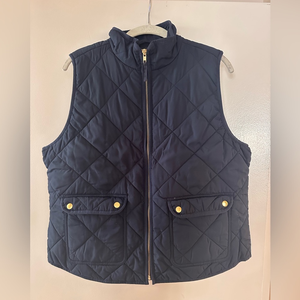 J. Crew Dark Blue Vest with Gold Zipper